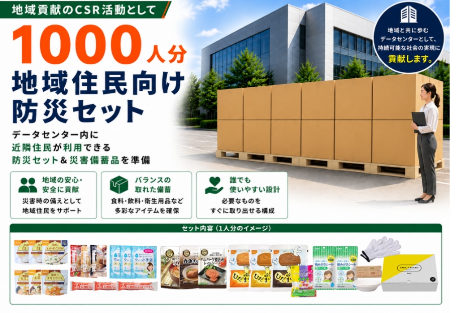地域住民含む1000人分の防災セット